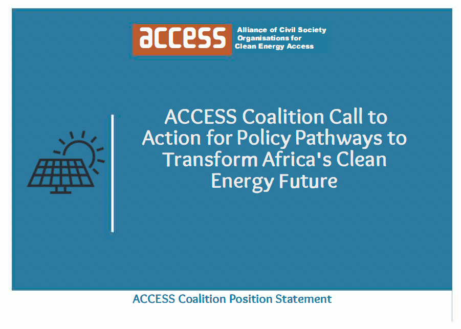 ACCESS Coalition Call to Action for Policy Pathways to Transform Africa's Clean Energy Future